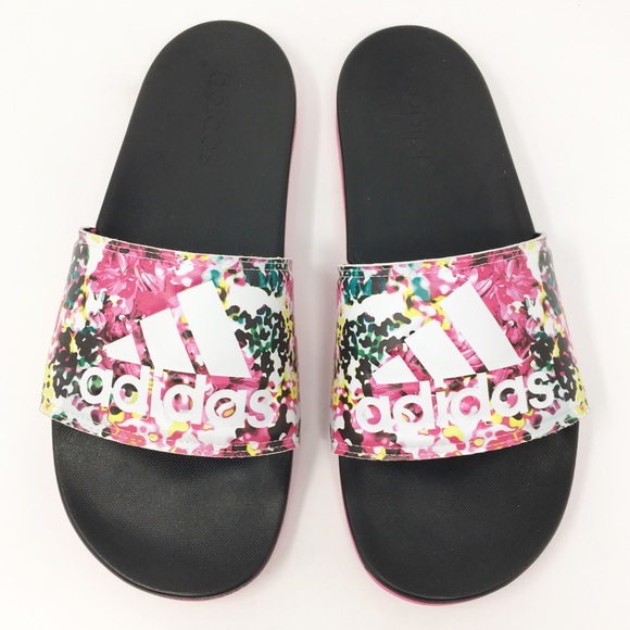 adidas floral slides